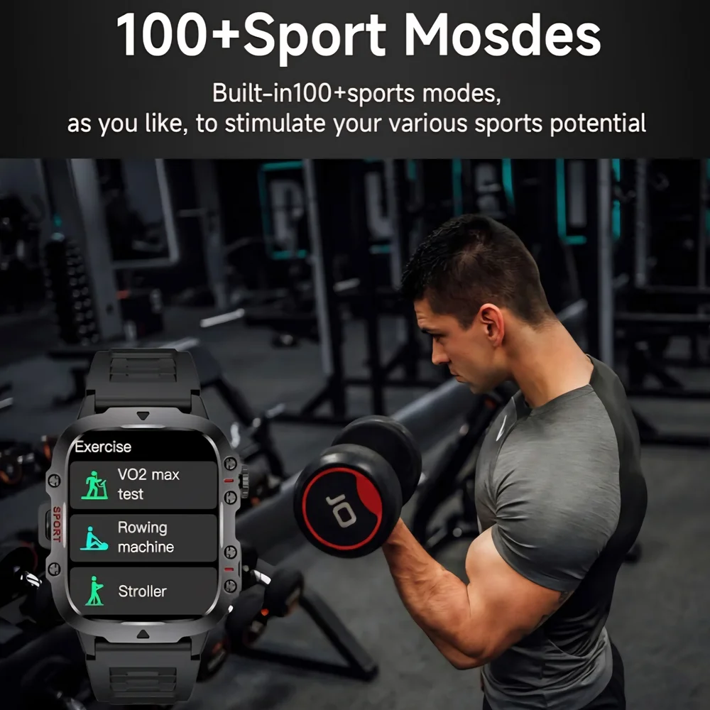 Mens Sport Smartwatch with Health Monitoring - Beige